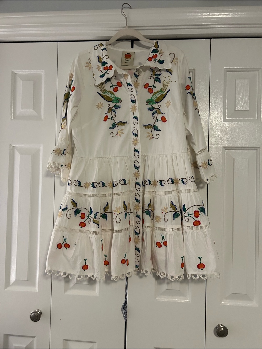 FARM Rio White Logo Tag Cotton Dress never worn